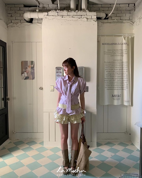 高腰棉質碎花蛋糕褲
